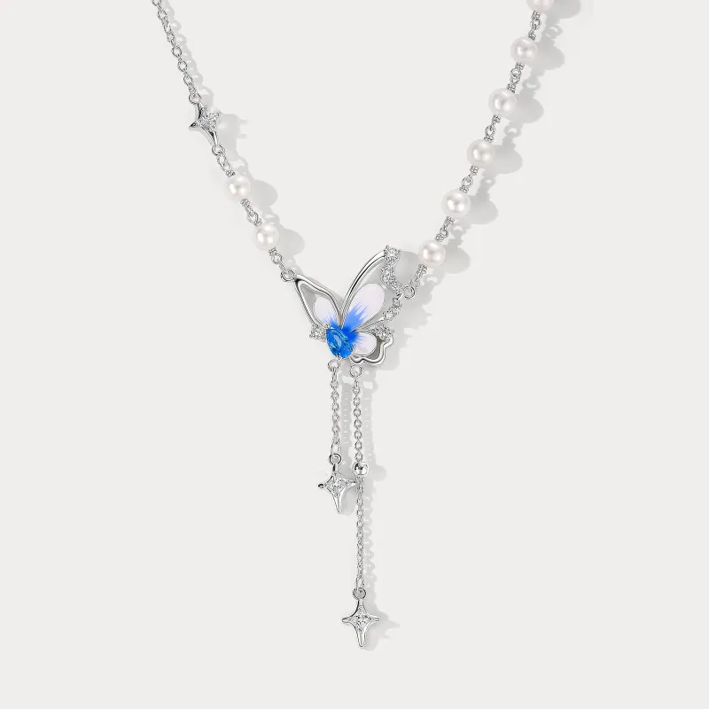 Butterfly Pearl Y Necklace made by Selenichast