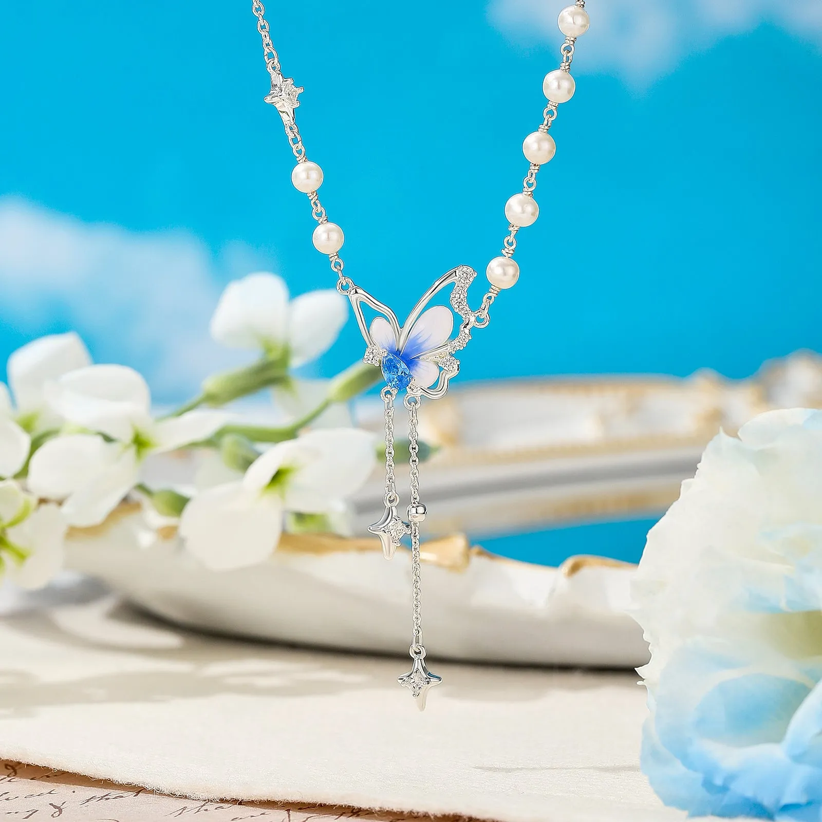 Butterfly Pearl Y Necklace sold by Selenichast product image thumbnail 3