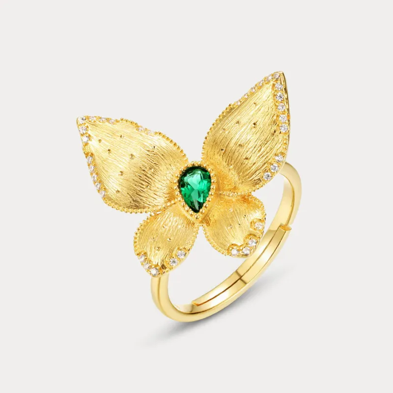 Emerald Butterfly Ring sold by Selenichast