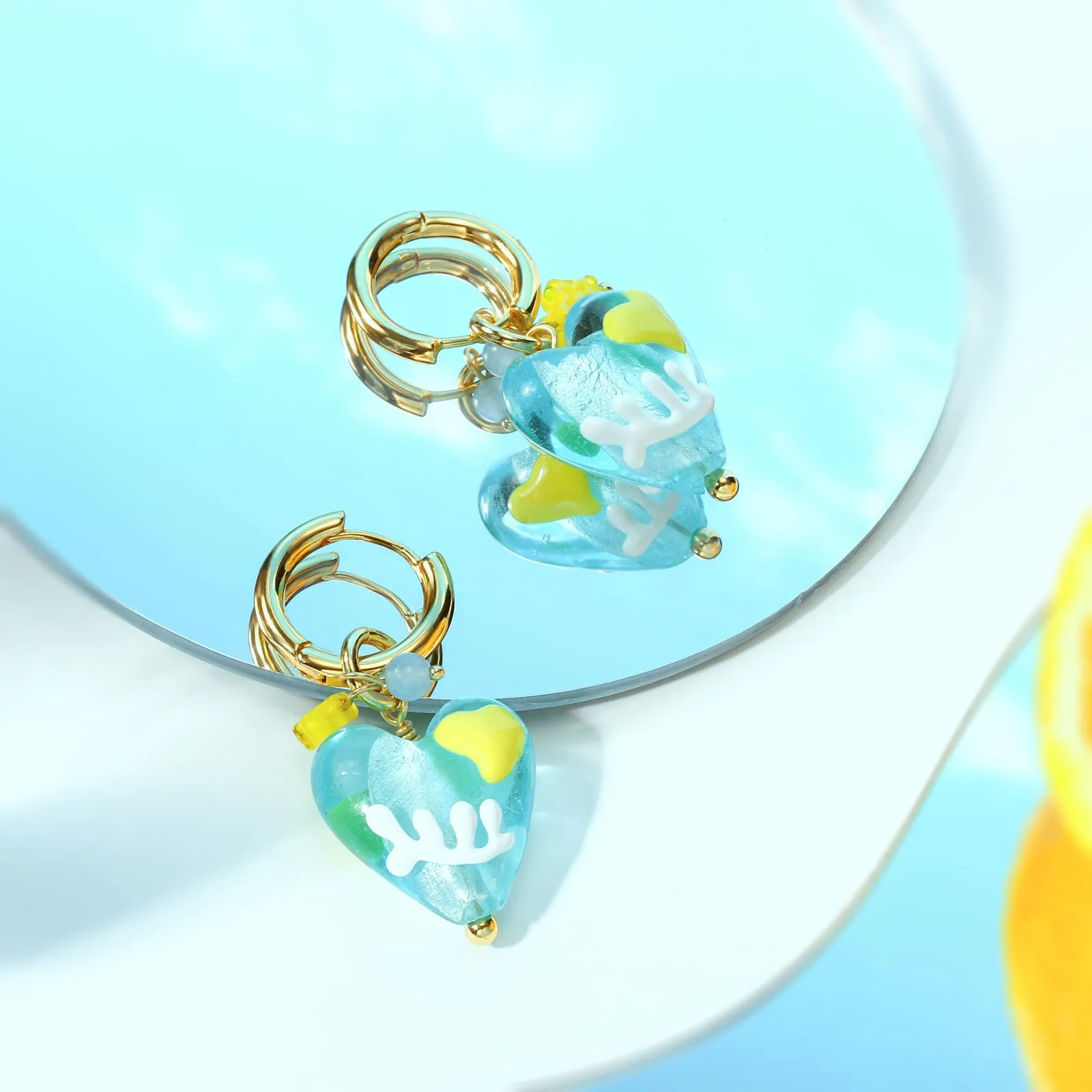 Ocean Heart Glazed Drop Earrings sold by Selenichast product image thumbnail 2