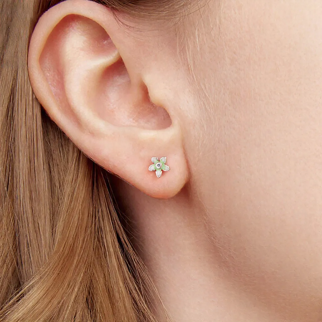 Green Flower Stud Earrings sold by Selenichast product image thumbnail 3