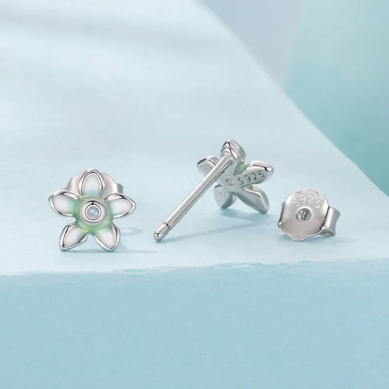 Green Flower Stud Earrings sold by Selenichast product image thumbnail 4