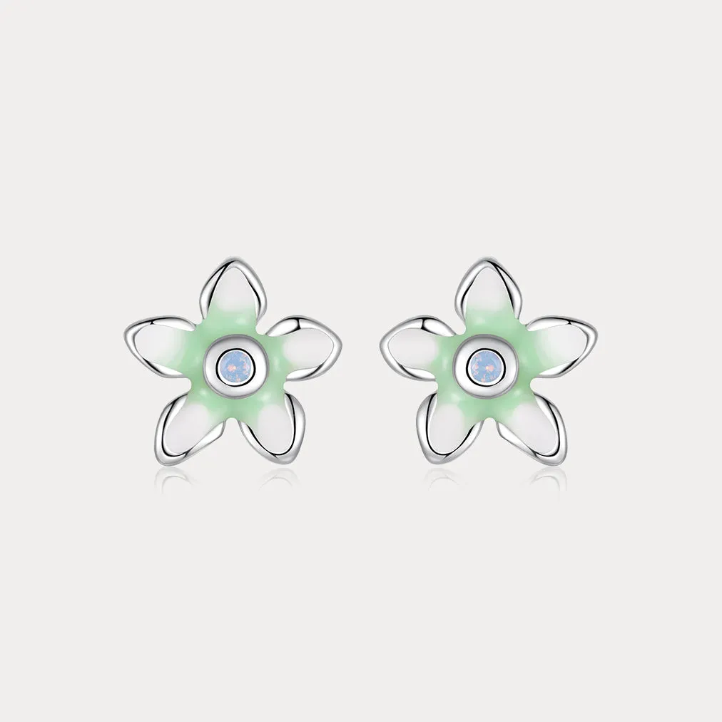 Green Flower Stud Earrings sold by Selenichast