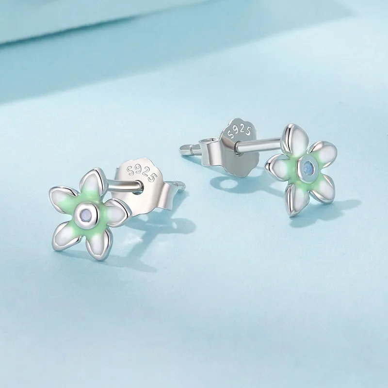 Green Flower Stud Earrings sold by Selenichast product image thumbnail 5