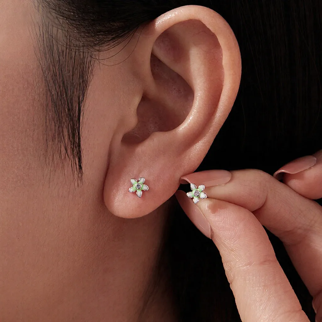 Green Flower Stud Earrings sold by Selenichast product image thumbnail 2