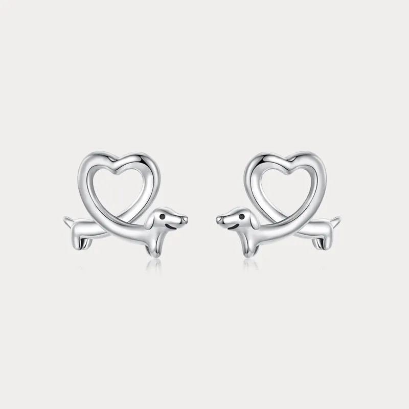 Heart Dachshund Stud Earrings sold by Selenichast