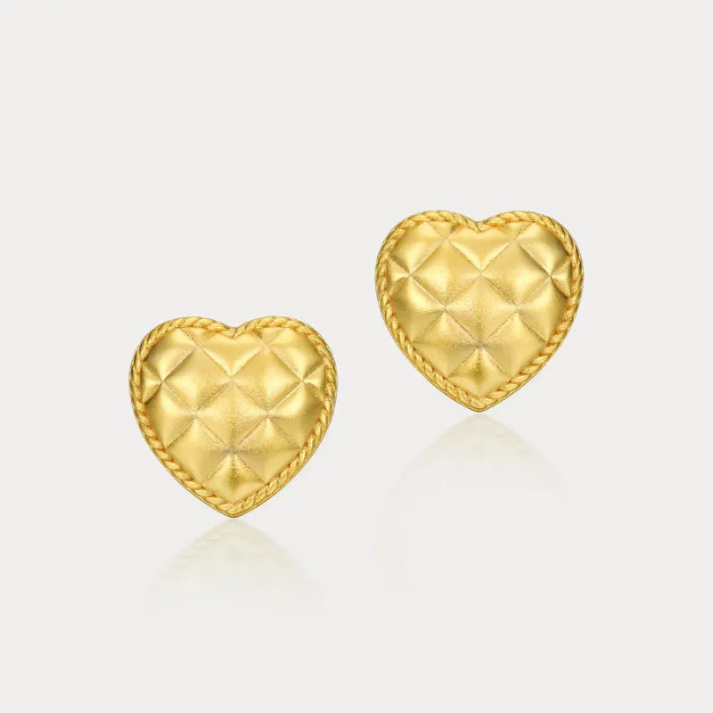 Vintage Golden Heart Stud Earrings made by Selenichast