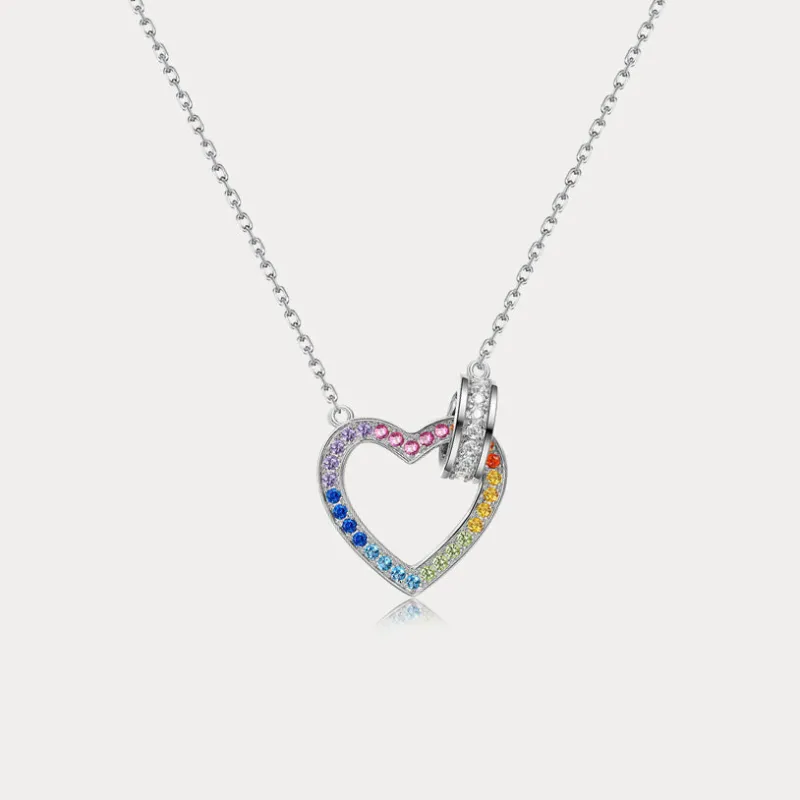 Silver Rainbow Heart Necklace made by Selenichast
