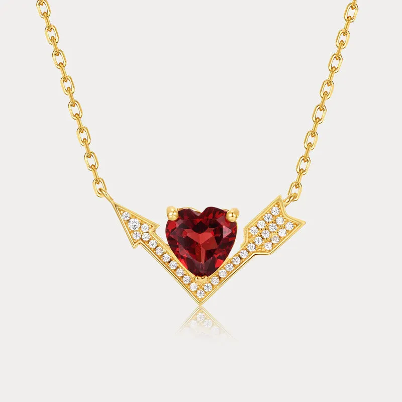 Garnet Heart Arrow Necklace made by Selenichast
