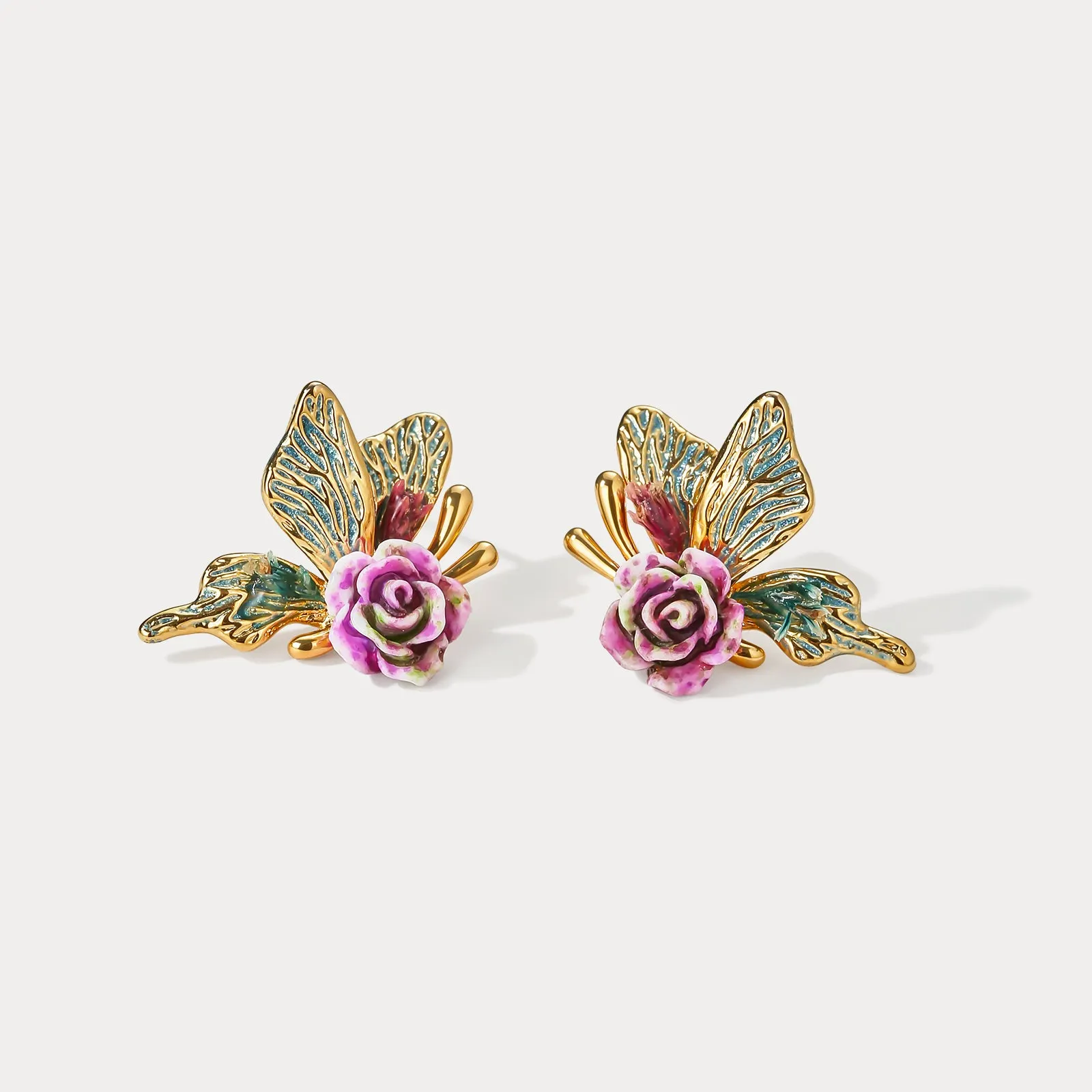 Rose Butterfly Stud Earrings sold by Selenichast product image thumbnail 4