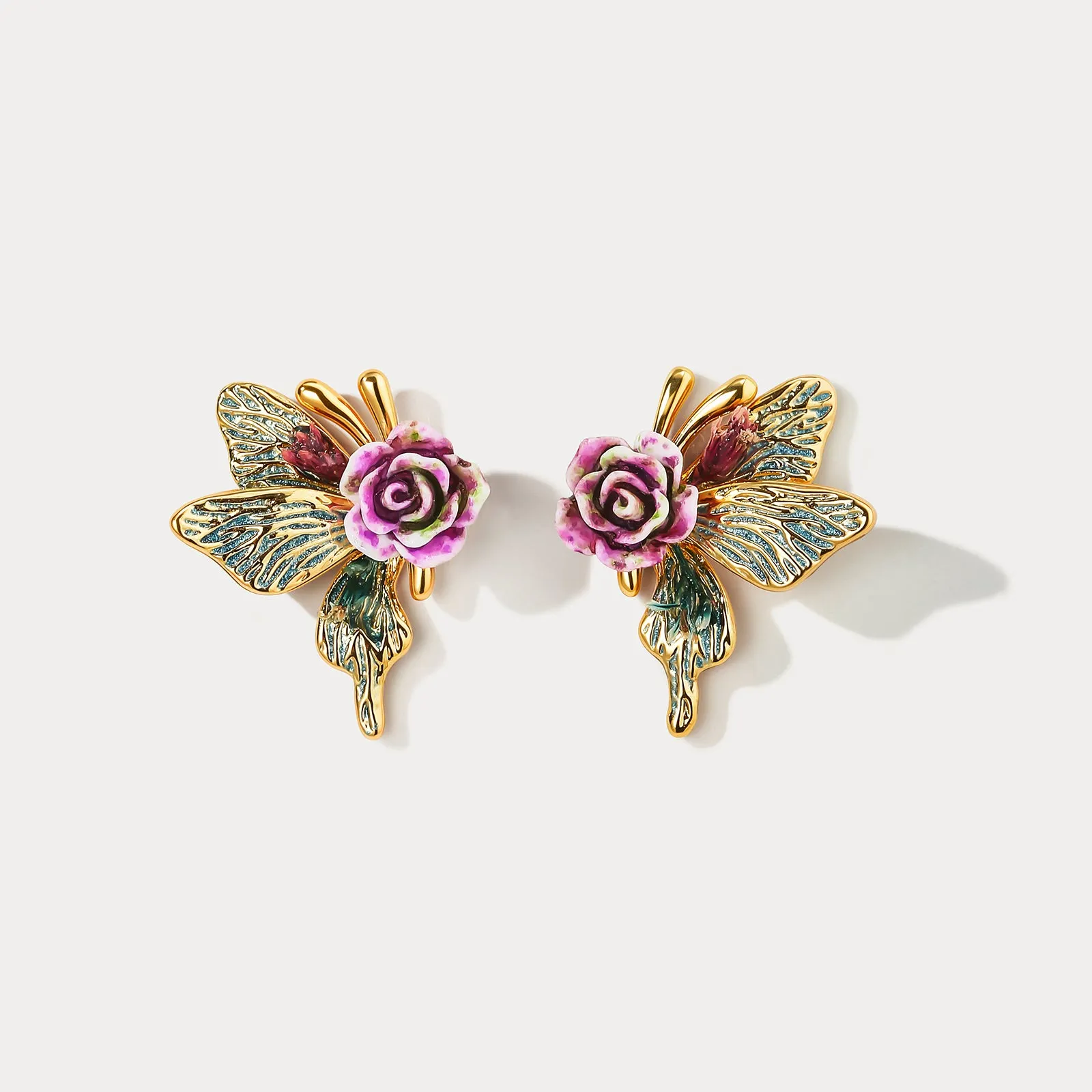 Rose Butterfly Stud Earrings sold by Selenichast
