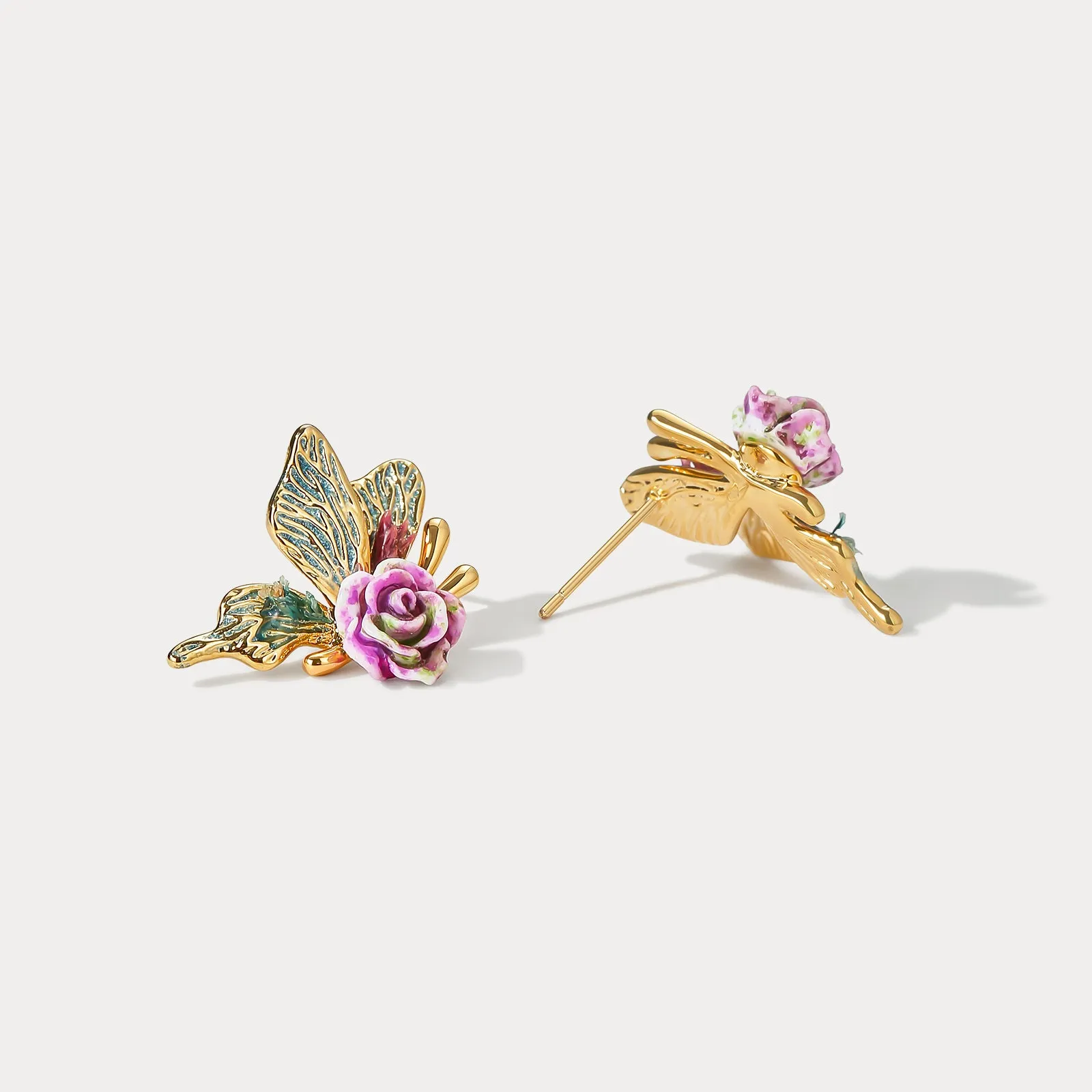 Rose Butterfly Stud Earrings sold by Selenichast product image thumbnail 5