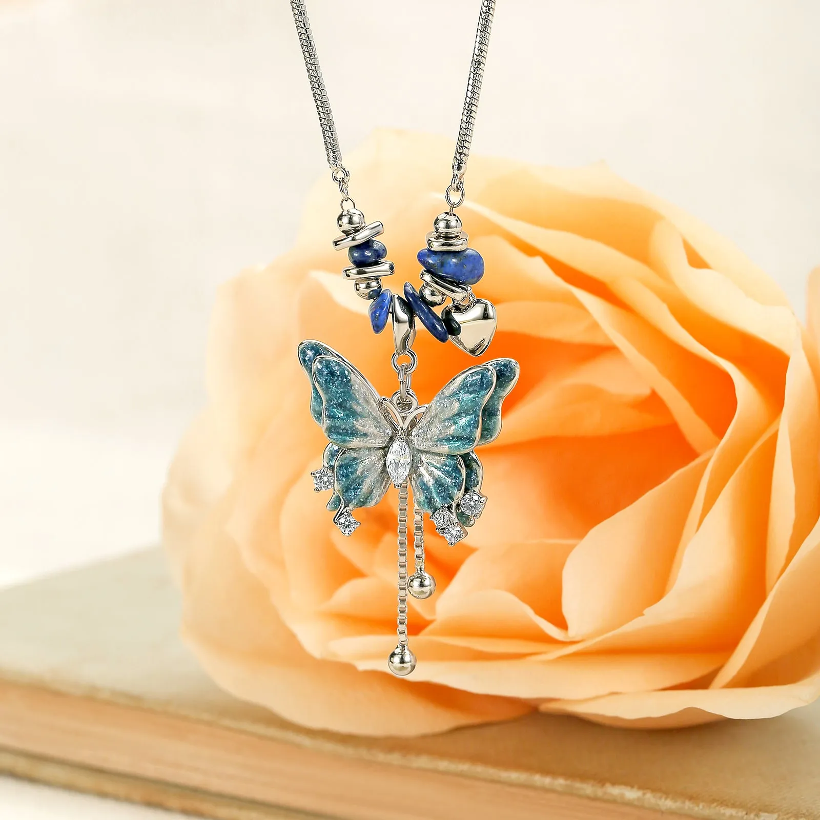 Blue Butterfly Pendant Necklace sold by Selenichast product image thumbnail 3