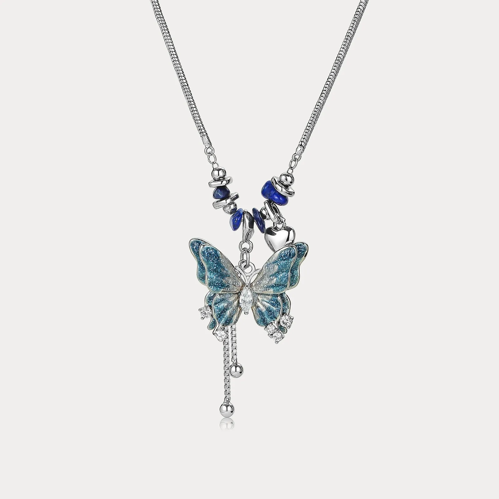 Blue Butterfly Pendant Necklace sold by Selenichast