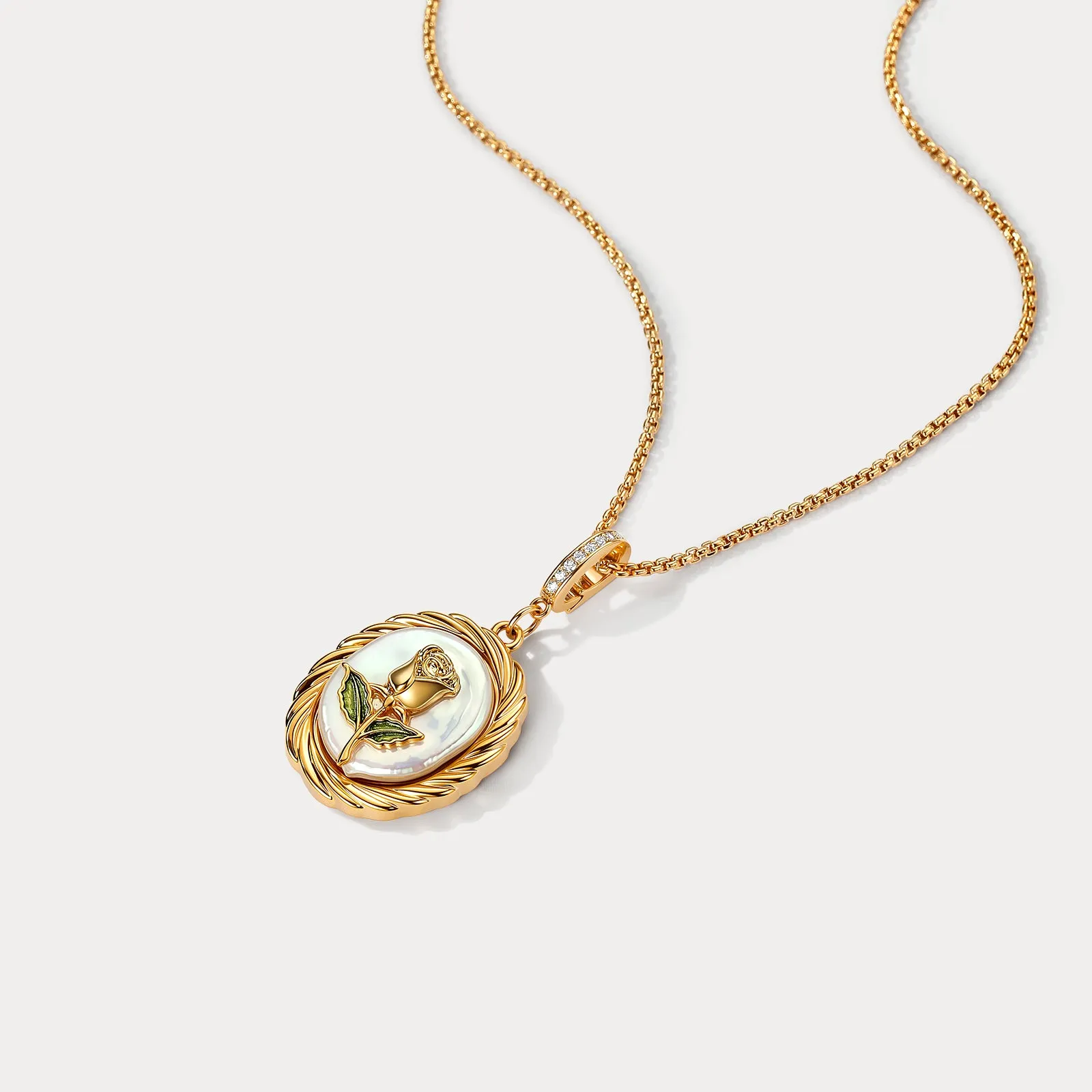 Rose Oil Painting Pendant Necklace sold by Selenichast product image thumbnail 5