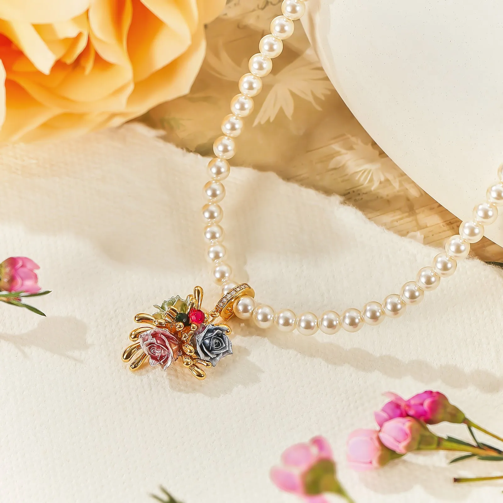 Rose Pearl Pendant Necklace sold by Selenichast product image thumbnail 3