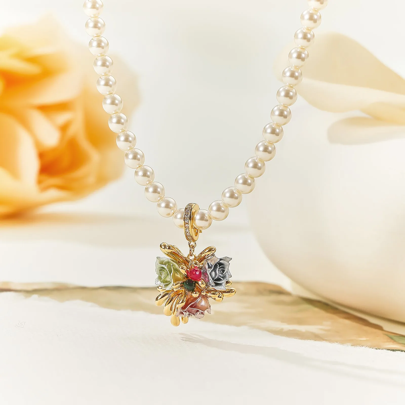 Rose Pearl Pendant Necklace sold by Selenichast product image thumbnail 4