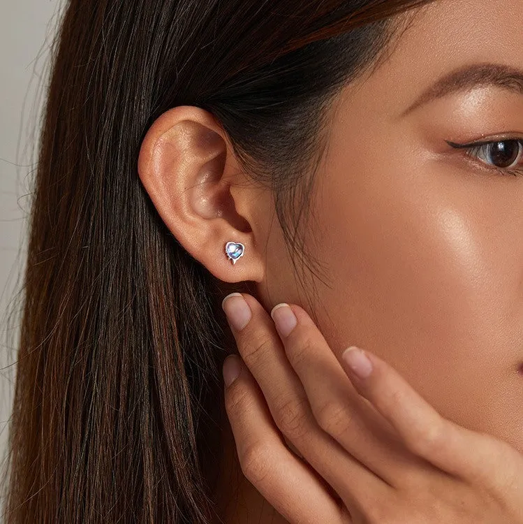 Moonstone Heart Stud Earrings sold by Selenichast product image thumbnail 2