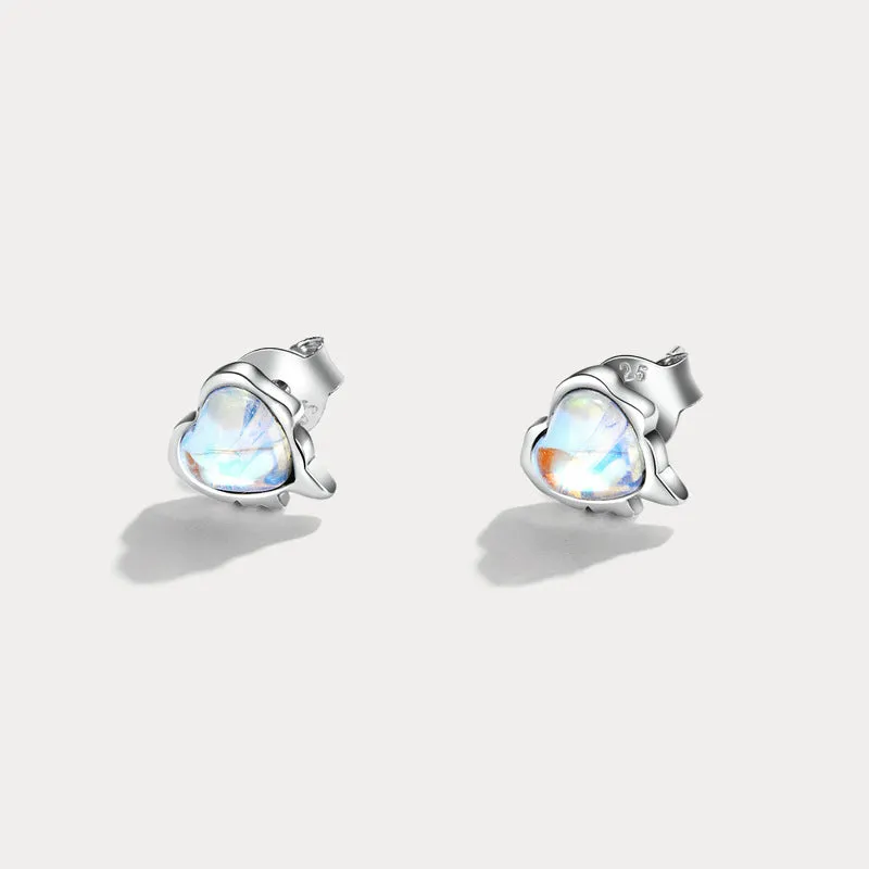 Moonstone Heart Stud Earrings sold by Selenichast product image thumbnail 4