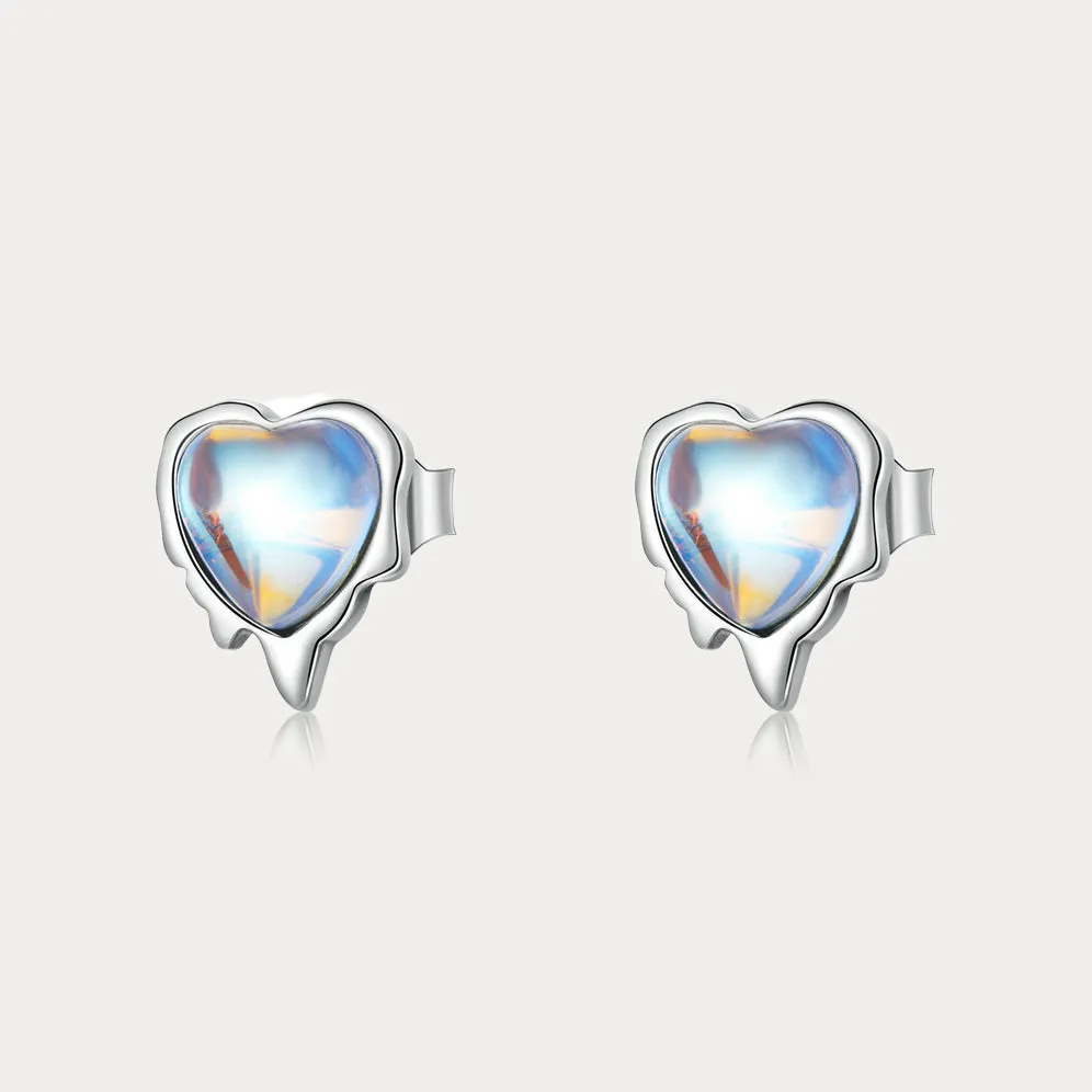 Moonstone Heart Stud Earrings sold by Selenichast