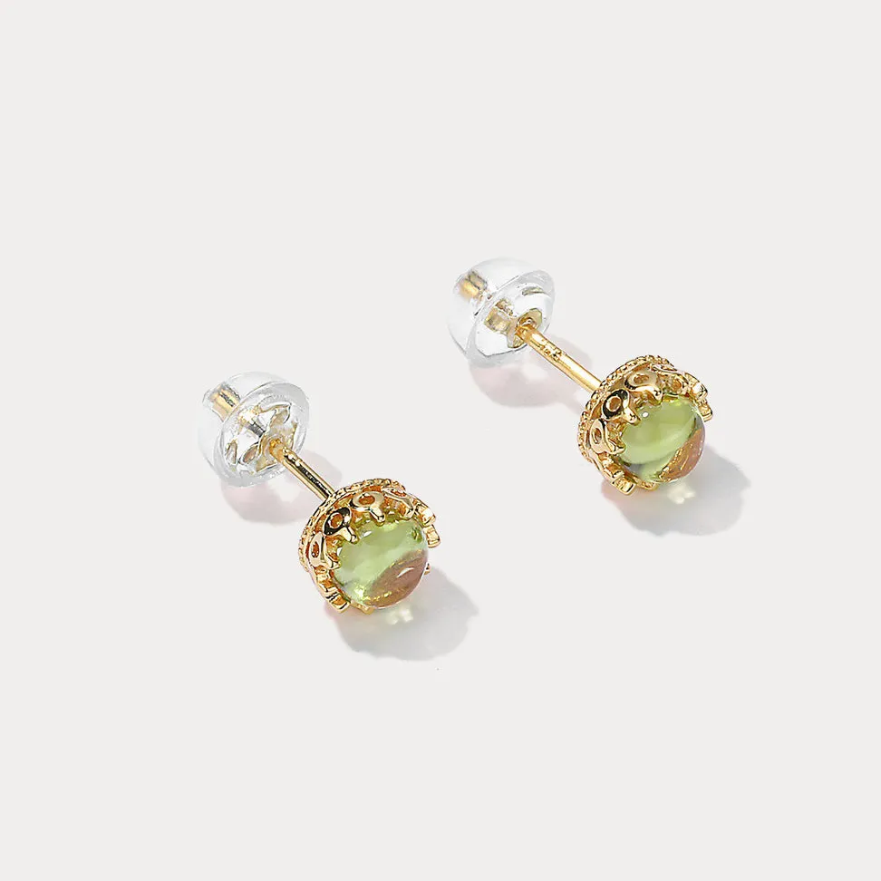 Round Peridot Stud Earrings sold by Selenichast product image thumbnail 3