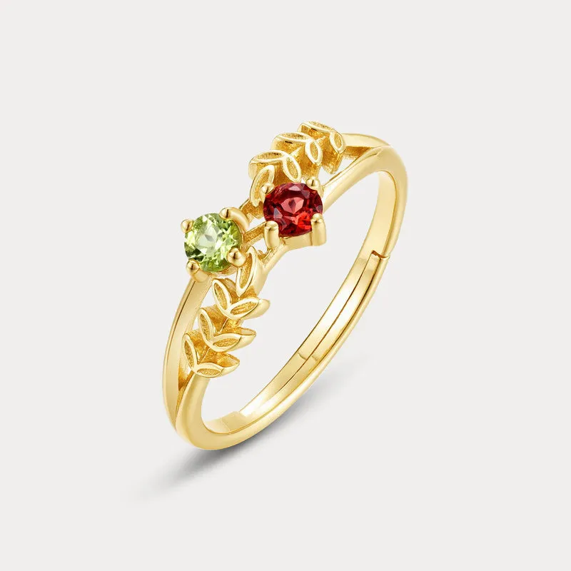 Garnet and Peridot Branch Ring sold by Selenichast