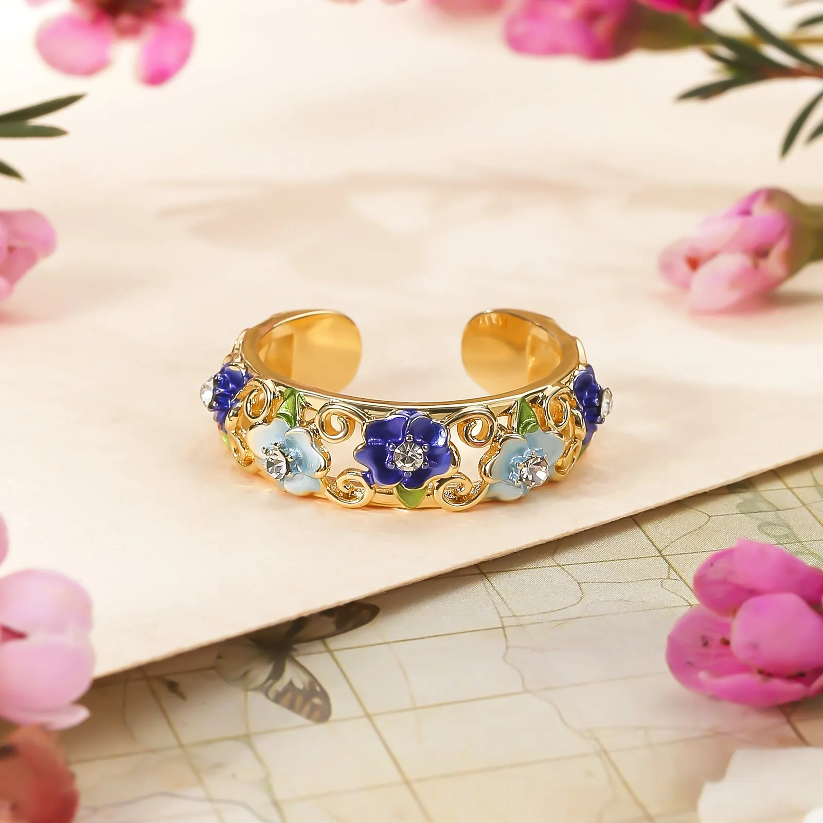Blue Flower Hollow Ring sold by Selenichast product image thumbnail 3