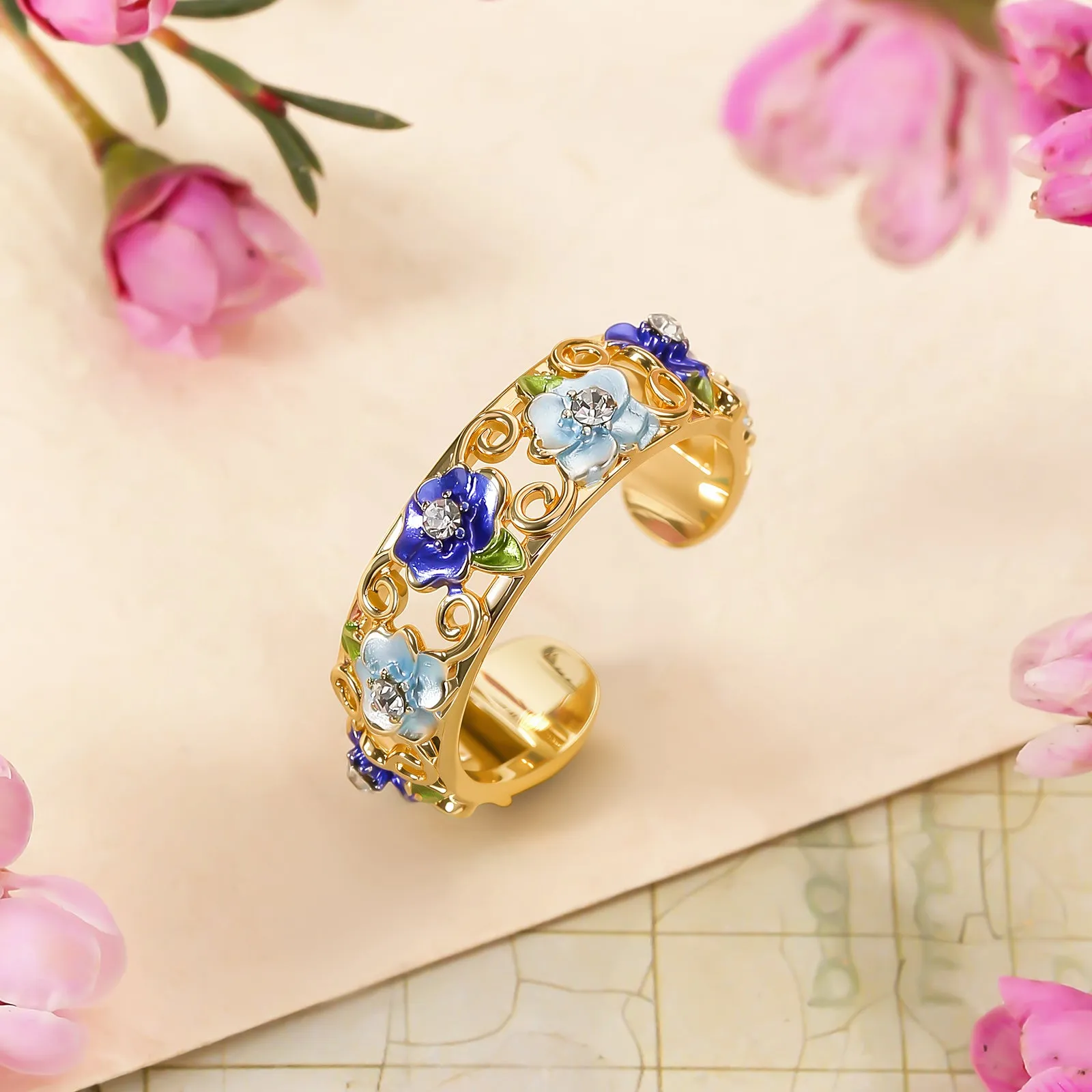 Blue Flower Hollow Ring sold by Selenichast product image thumbnail 2