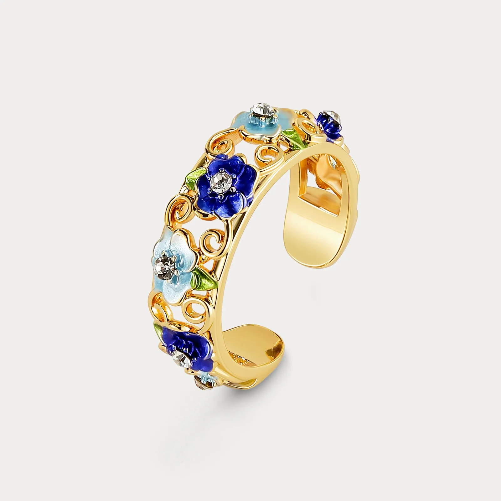 Blue Flower Hollow Ring sold by Selenichast