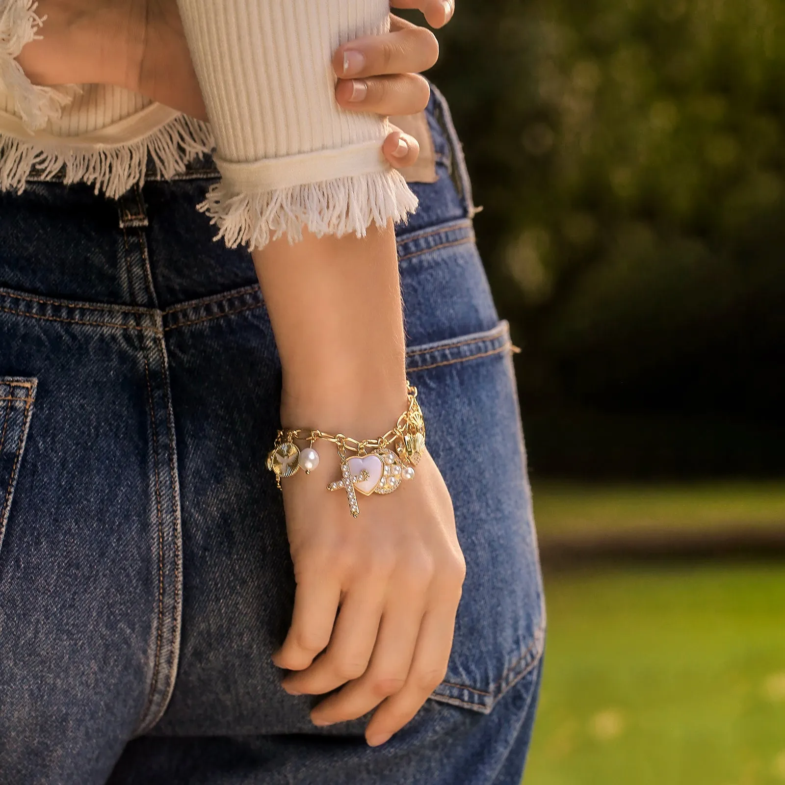 Multi Cross Heart Charms Bracelet sold by Selenichast product image thumbnail 5