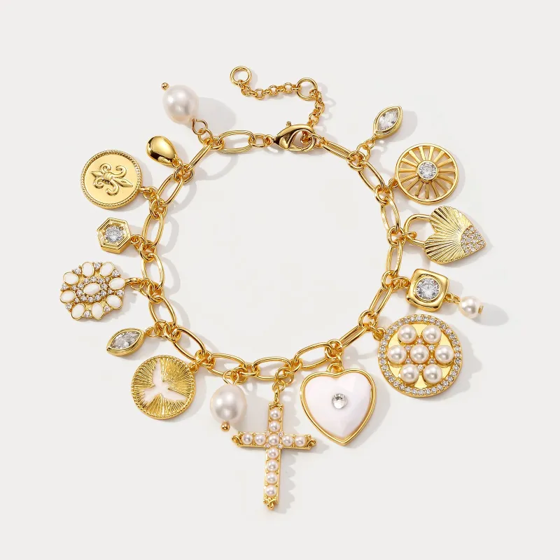 Multi Cross Heart Charms Bracelet sold by Selenichast
