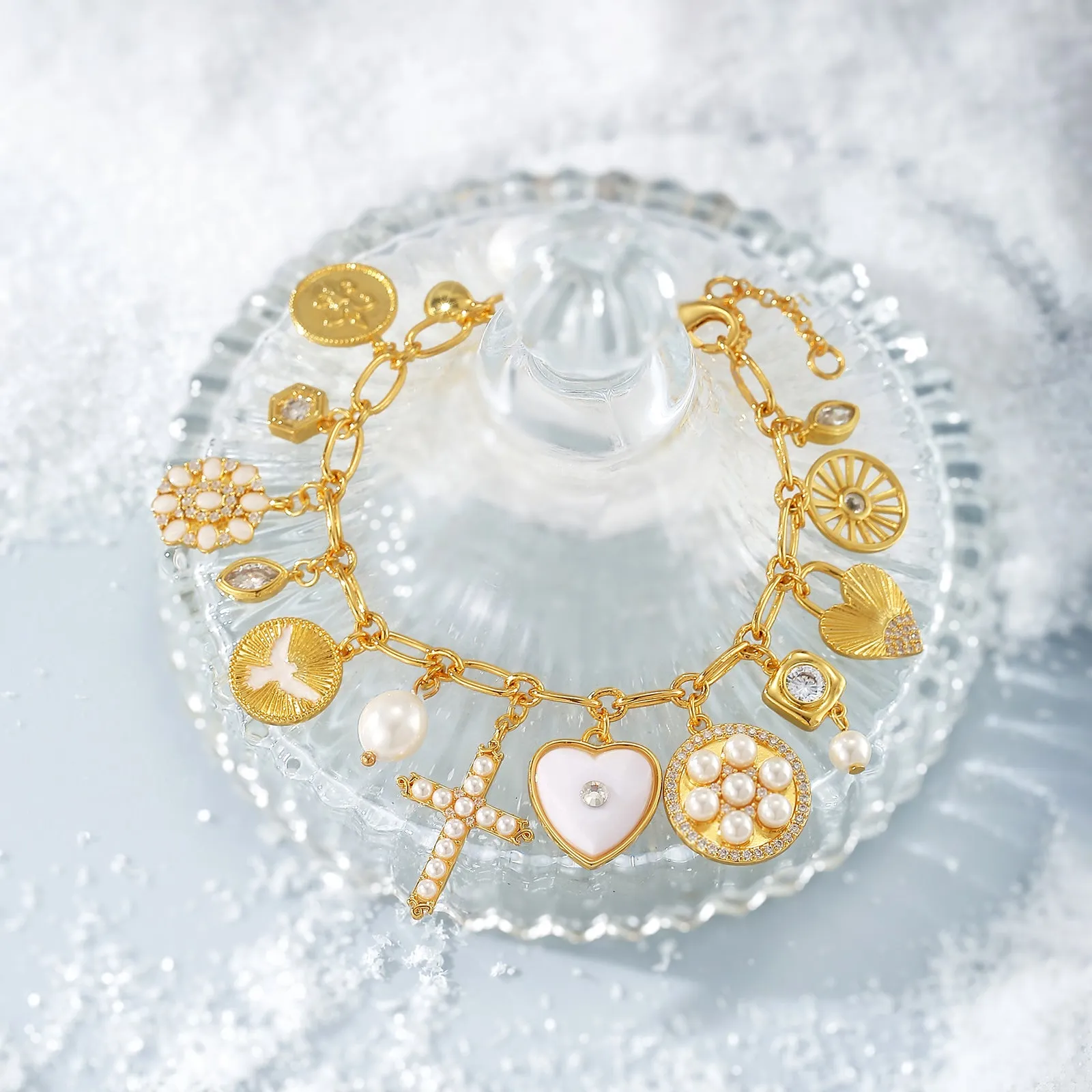 Multi Cross Heart Charms Bracelet sold by Selenichast product image thumbnail 2