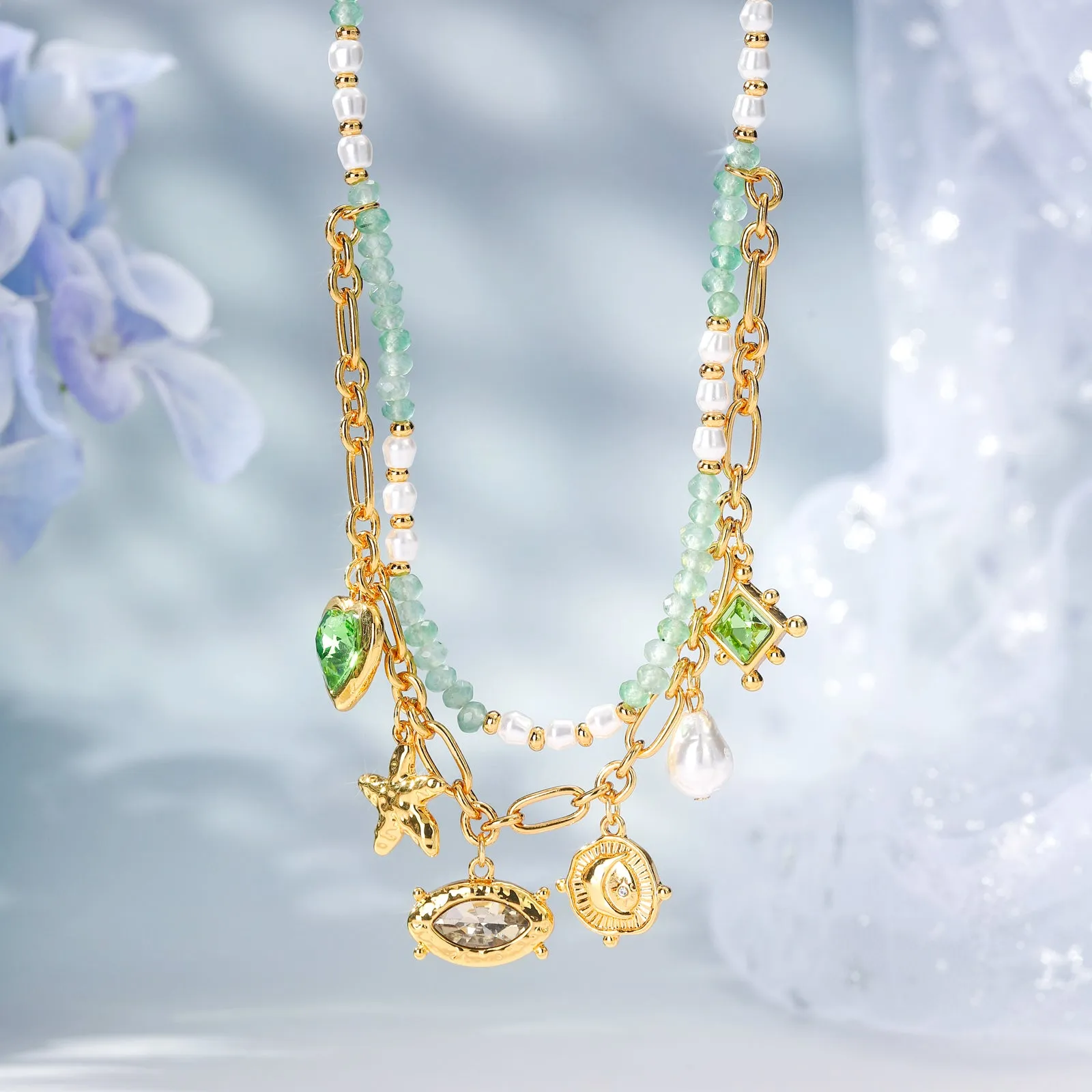 Evil Eye Charms Layered Necklace sold by Selenichast product image thumbnail 5