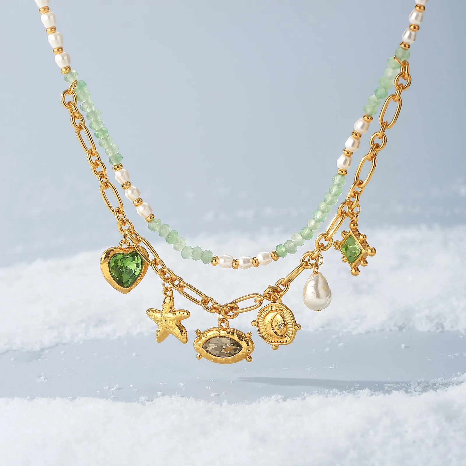 Evil Eye Charms Layered Necklace sold by Selenichast product image thumbnail 4