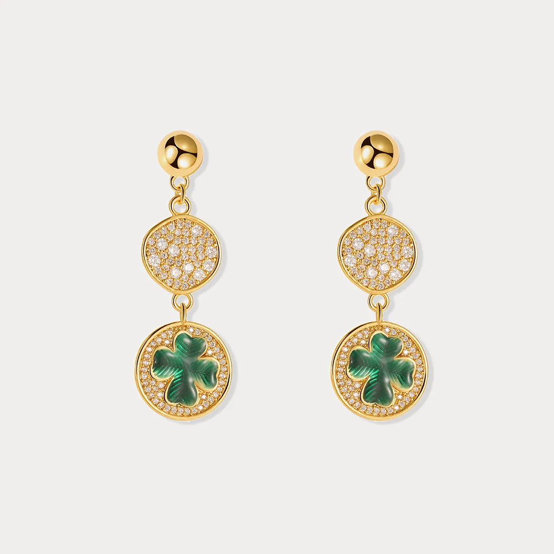 Four-leaf Clover Coin Post Earrings sold by Selenichast