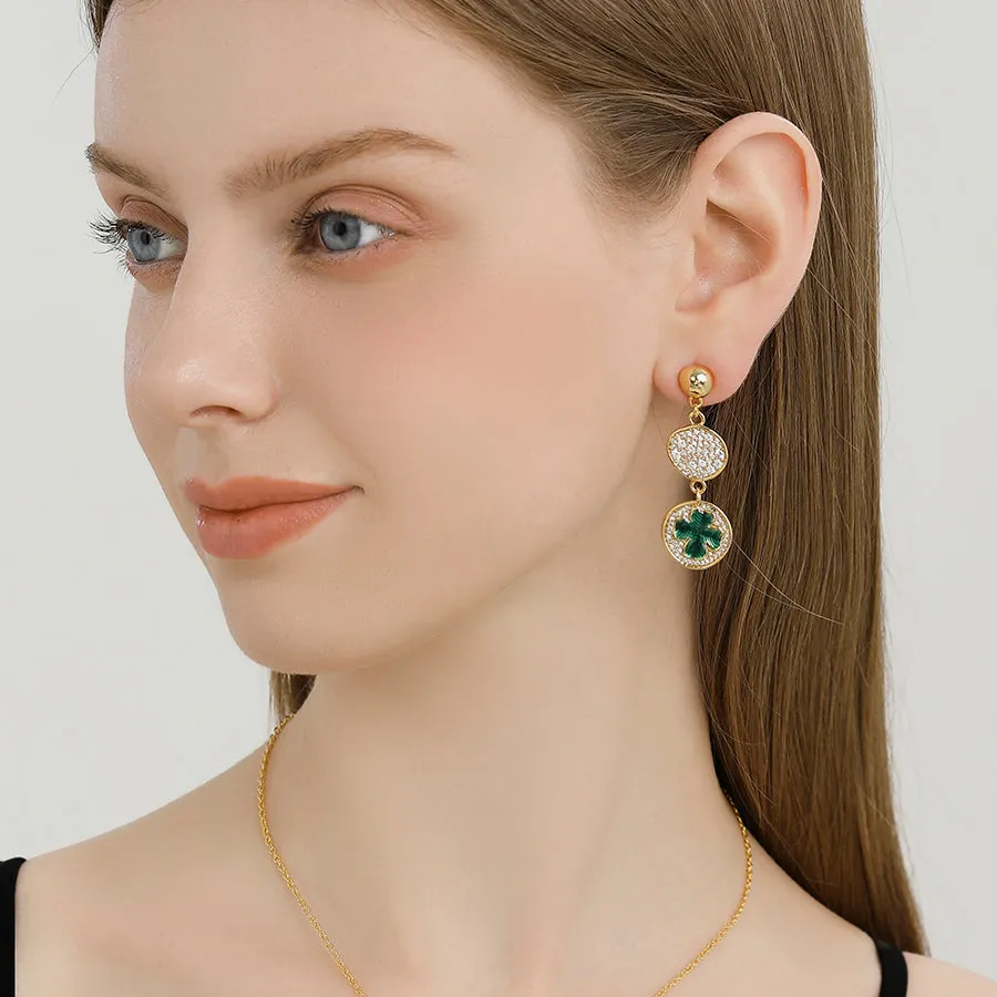 Four-leaf Clover Coin Post Earrings sold by Selenichast product image thumbnail 2