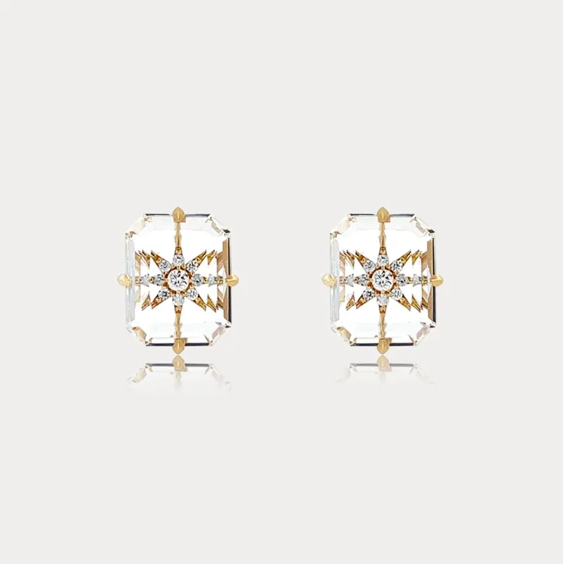 Clear Quartz Starburst Earrings sold by Selenichast