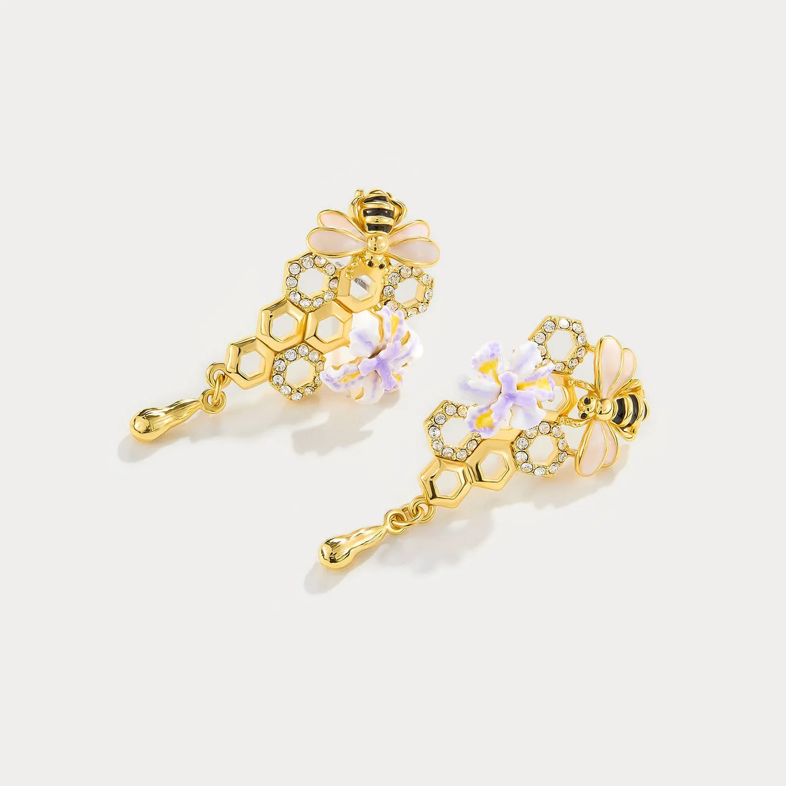 Iris Flower Bee Drop Earrings sold by Selenichast product image thumbnail 5