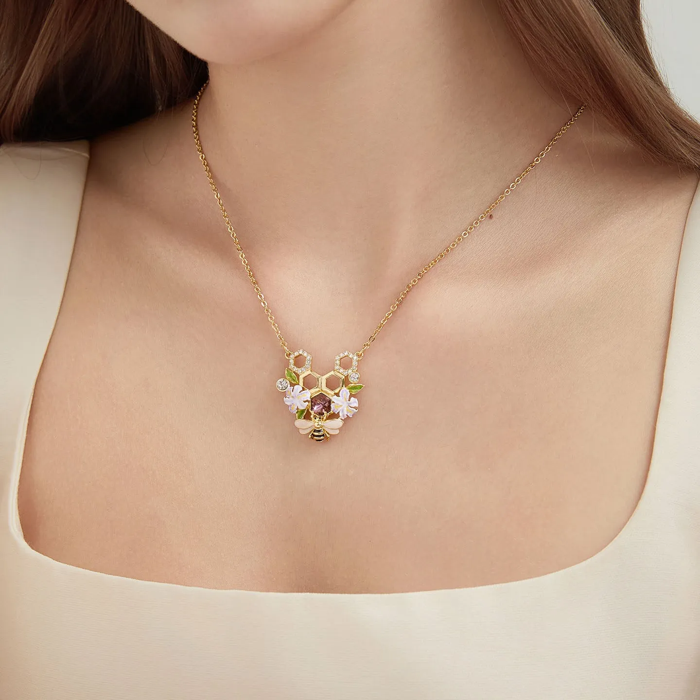 Iris Flower Bee Necklace sold by Selenichast product image thumbnail 4