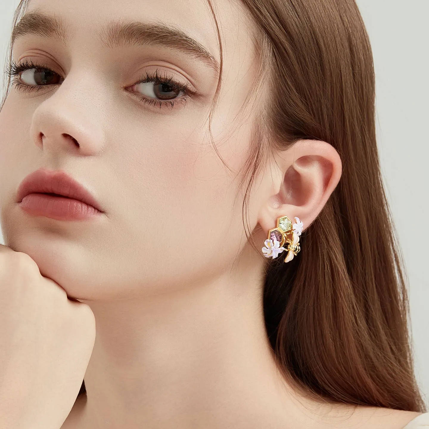 Iris Flower Bee Earrings sold by Selenichast product image thumbnail 4