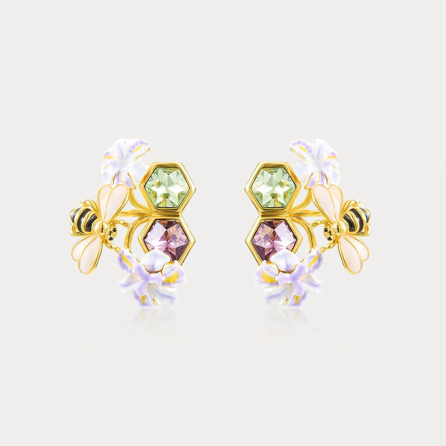 Iris Flower Bee Earrings sold by Selenichast
