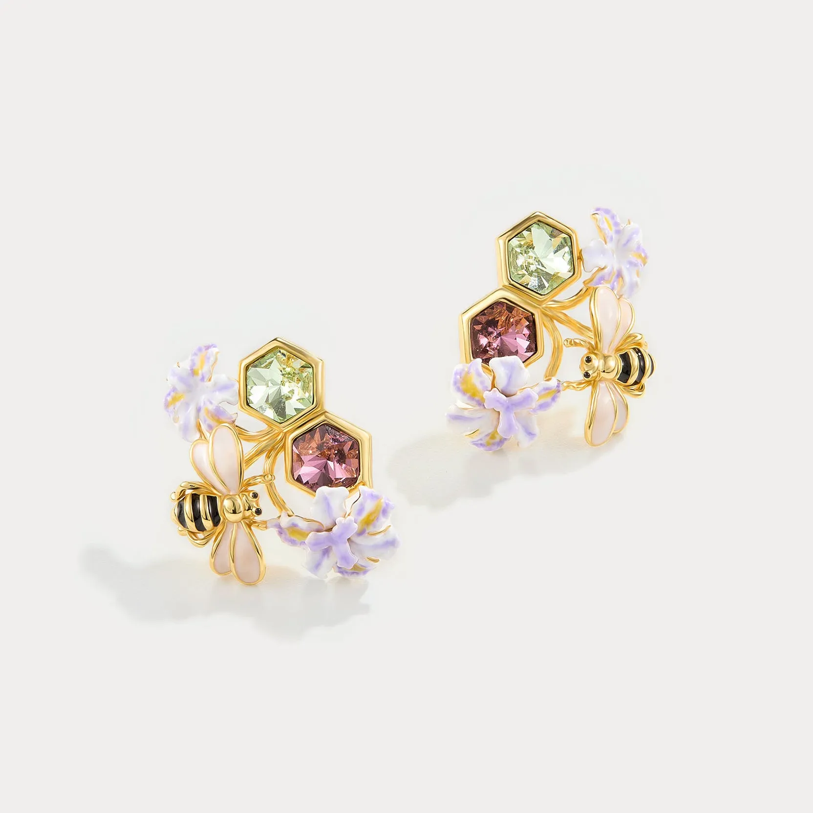 Iris Flower Bee Earrings sold by Selenichast product image thumbnail 3
