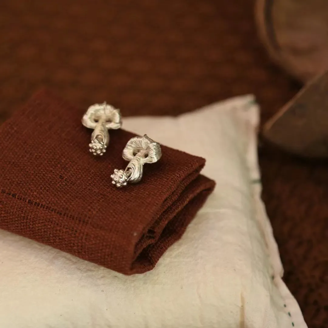 Silver Mushroom Stud Earrings sold by Selenichast product image thumbnail 2