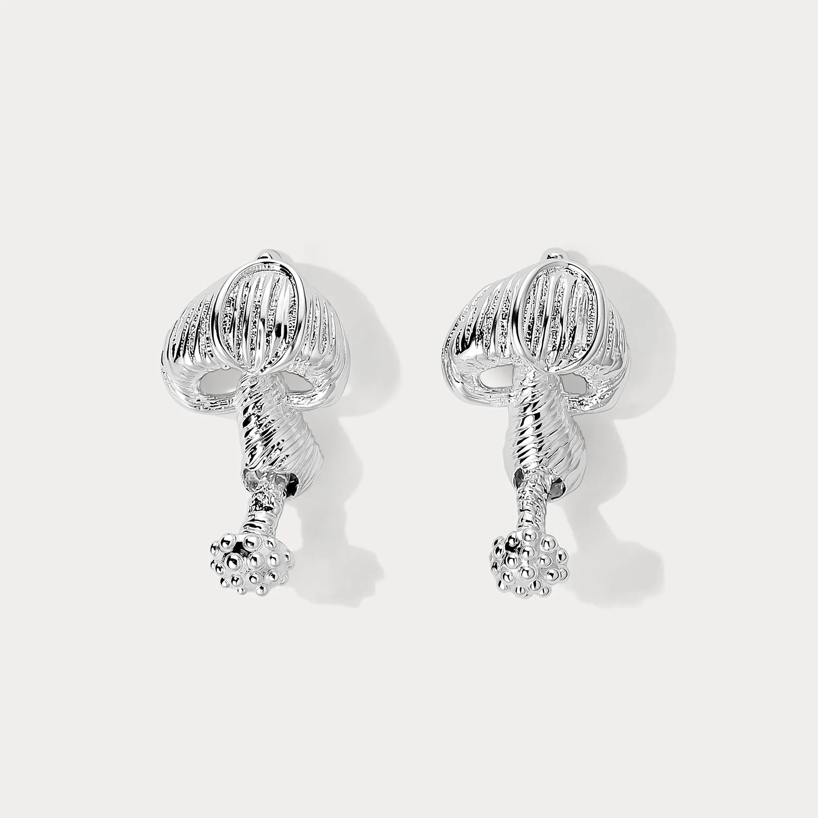 Silver Mushroom Stud Earrings sold by Selenichast