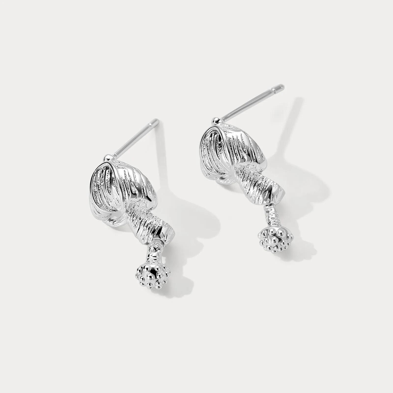 Silver Mushroom Stud Earrings sold by Selenichast product image thumbnail 5
