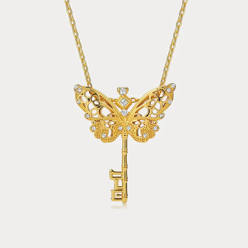 Golden Butterfly Key Necklace made by Selenichast