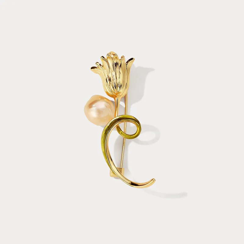 Tulip Pearl Brooch sold by Selenichast