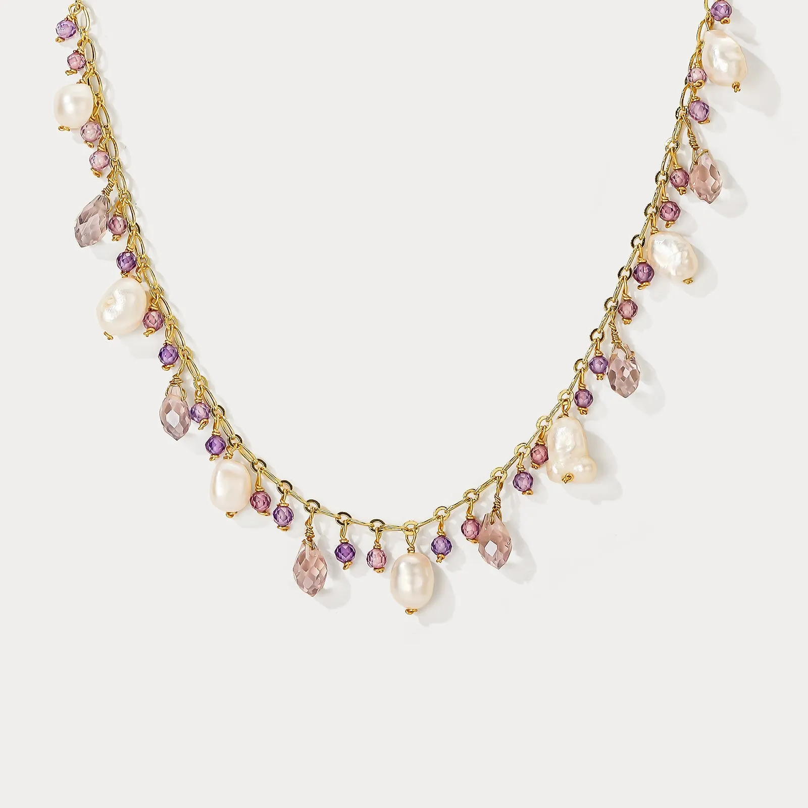 Amethyst Pearl Charm Necklace sold by Selenichast