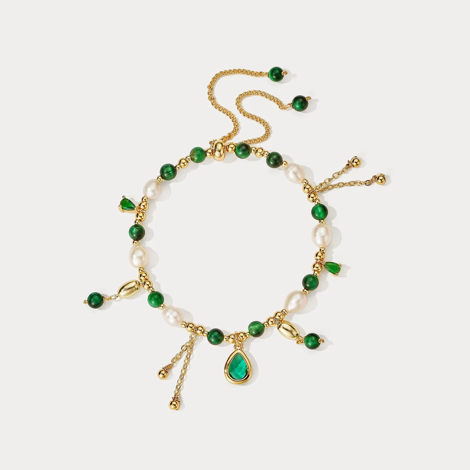 Green Tiger Eye Charm Bracelet sold by Selenichast