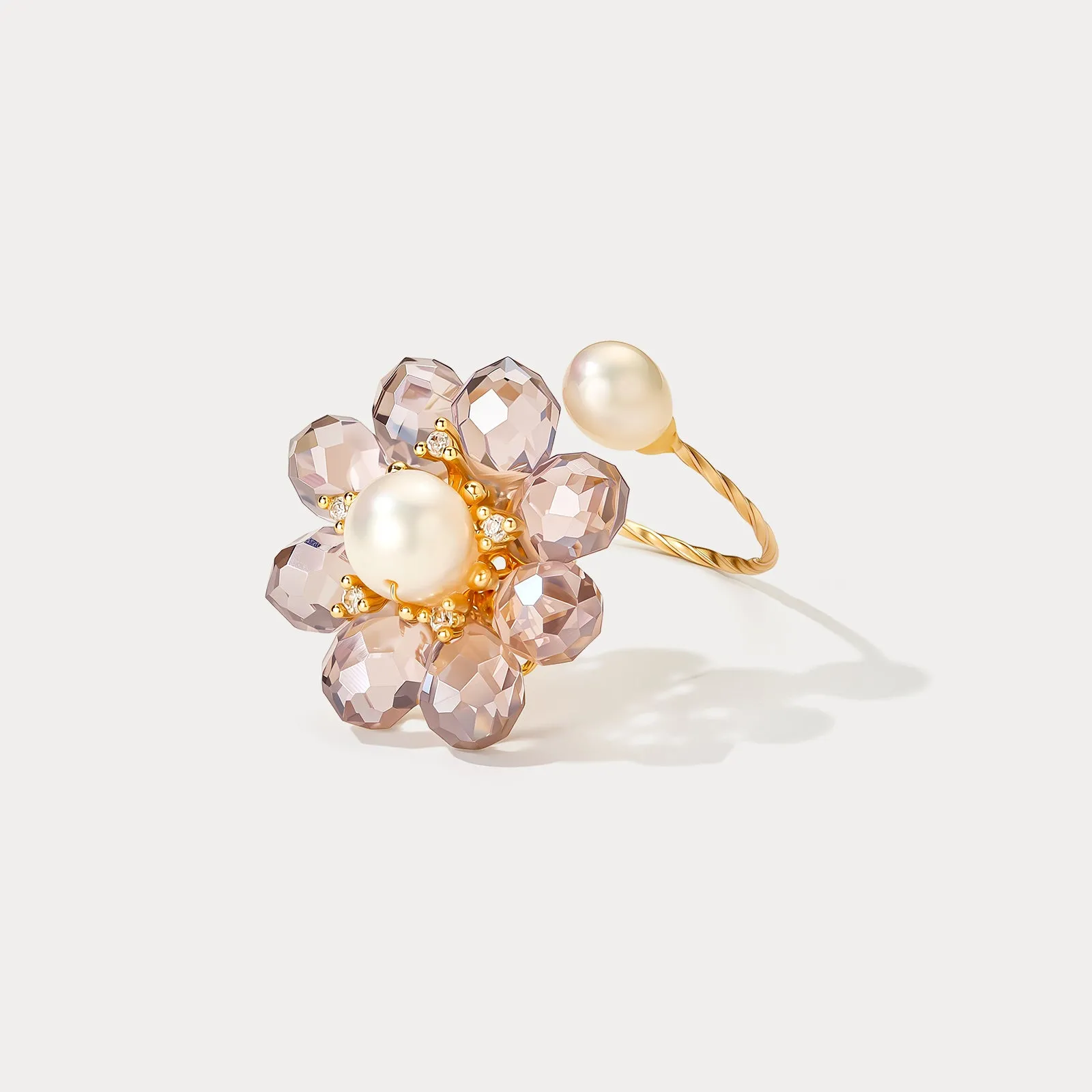 Crystal Pearl Flower Ring sold by Selenichast product image thumbnail 2
